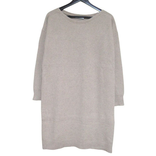 Max Mara Maxmara Cotton Cashmere Tunic Knee Length Knit Dress S 160 Beige