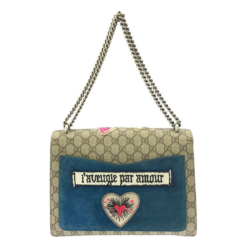 Gucci | 403348 Dionysus GG Supreme PVC X Suede Embroidery Chain Shoulder Bag |