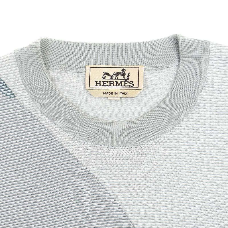 Hermes 25ss Chaîne D'ancre Big Mayon Short Sleeve Knit Sweater Gray M