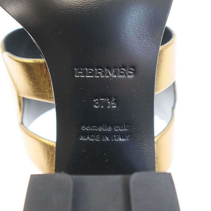 Hermes Gaby Sandals 60 Gaby Heel Sandals Black Gold 37 1 2