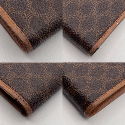 Celine Bifold Wallet Macadam Pattern Brown Leather 07bs235