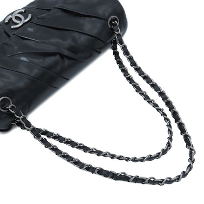 Chanel Shoulder Bag Black Gold Calfskin Twisted Gathered Chain Flap — view 4