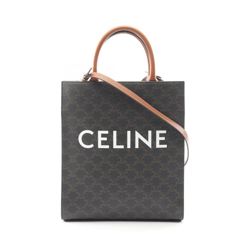 Celine Tote Bag Small Vertical Cabas Triomphe Black Brown