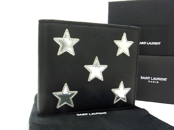 Saint Laurent Leather Star Bifold Wallet Black Ar4558
