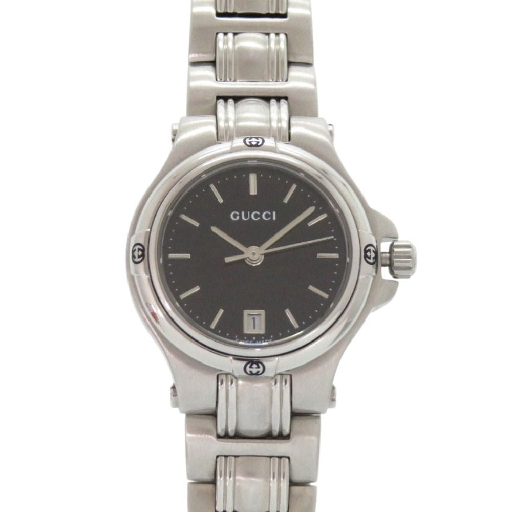 Gucci Black Dial SS Silver Quartz Watch