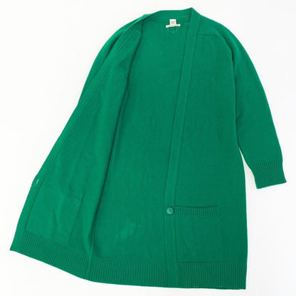 Hermes H Logo Cashmere Long Cardigan Logo Long Green 40 — view 4