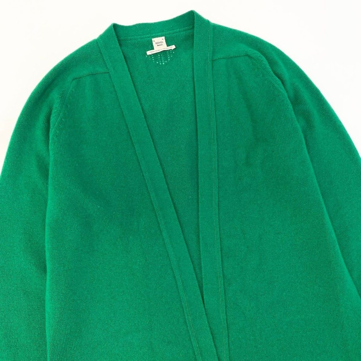Hermes H Logo Cashmere Long Cardigan Logo Long Green 40 — view 5