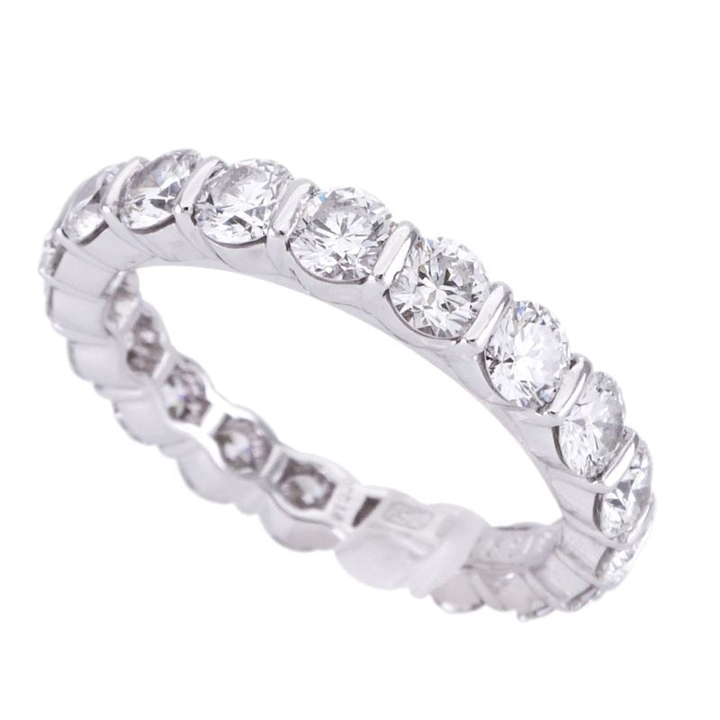 Harry Winston Round Bar Set Ring Full Eternity Classic Diamond Band