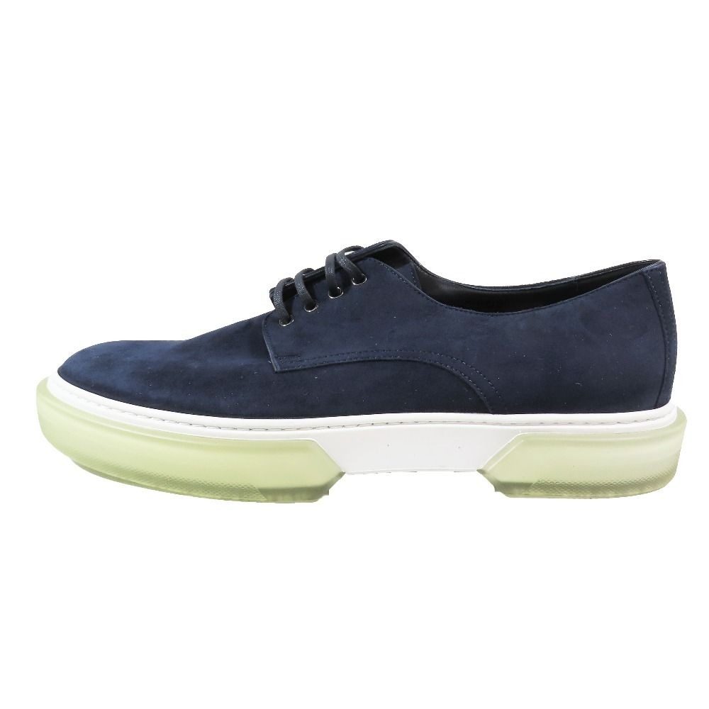 Hermes Eveil Sneakers Low Cut Suede Leather Shoes 41 Navy