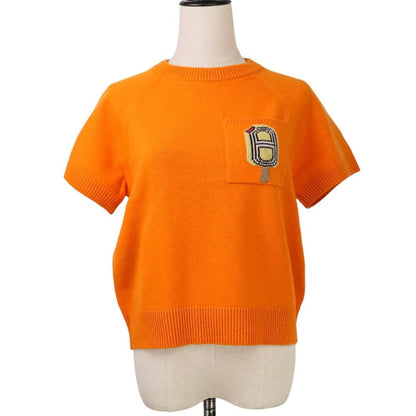Hermes Funny Lce Cream Short Sleeve Cashmere Knit 40 Orange