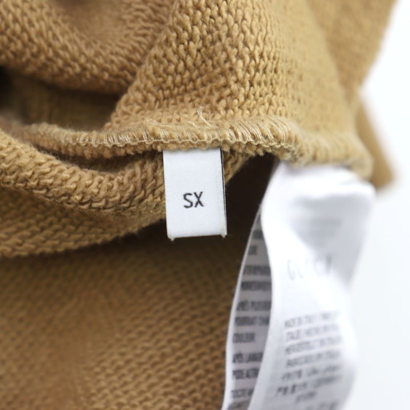 Gucci 20AW 627079 100% Cotton Interlocking G Logo Print Half Zip Hoodie Camel