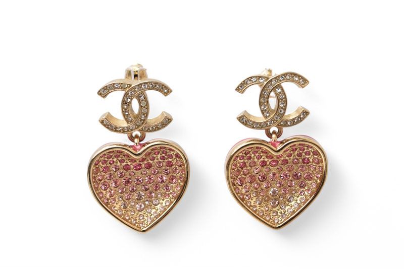 Chanel Earrings Chanel CC Coco Heartmochief Gold Rose C23