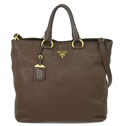 Authentic Prada Leather 2WAY Shoulder Bag Brown Bag Pre-owned [follow-up