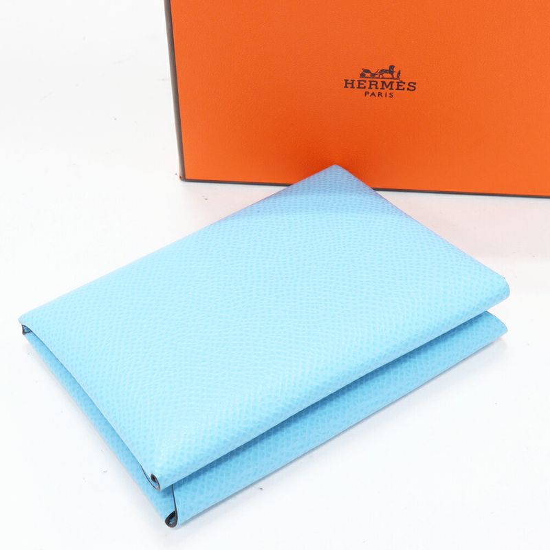 Hermes Coin Case Card Case Calvi Duo Vaux Epson Celeste