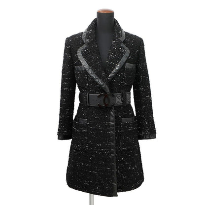 Chanel Coat Tweed 38 Black