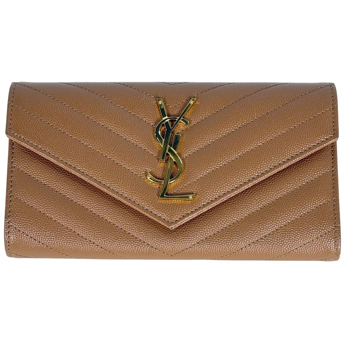 Saint Laurent Logo Bifold Long Wallet Billfold Coin Purse Leather