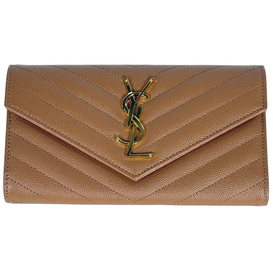 Saint Laurent Logo Bifold Long Wallet Billfold Coin Purse Leather