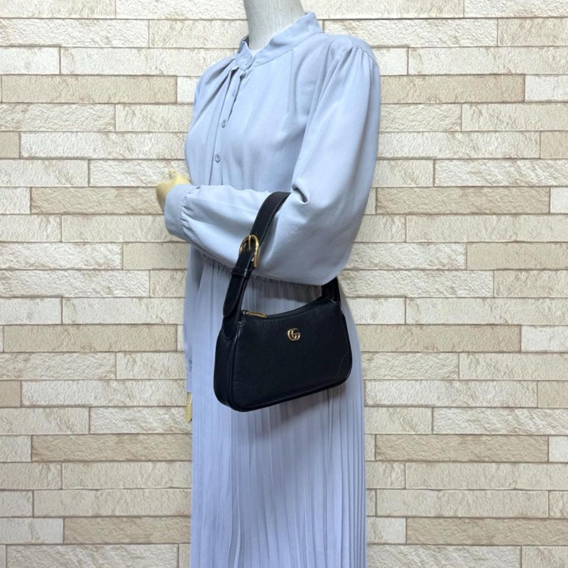 Gucci Aphrodite Mini GG Marmont Handbag Leather 739076 Black Ladies Gucci