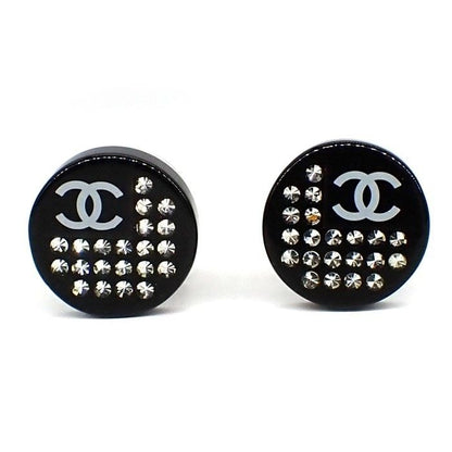 Chanel Earrings CC Logo Spring Collection Round Rhinestone Metal