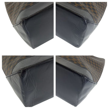 Celine Vintage Macadam Brown Gold Hardware PVC Tote Bag Shoulder Bag Women