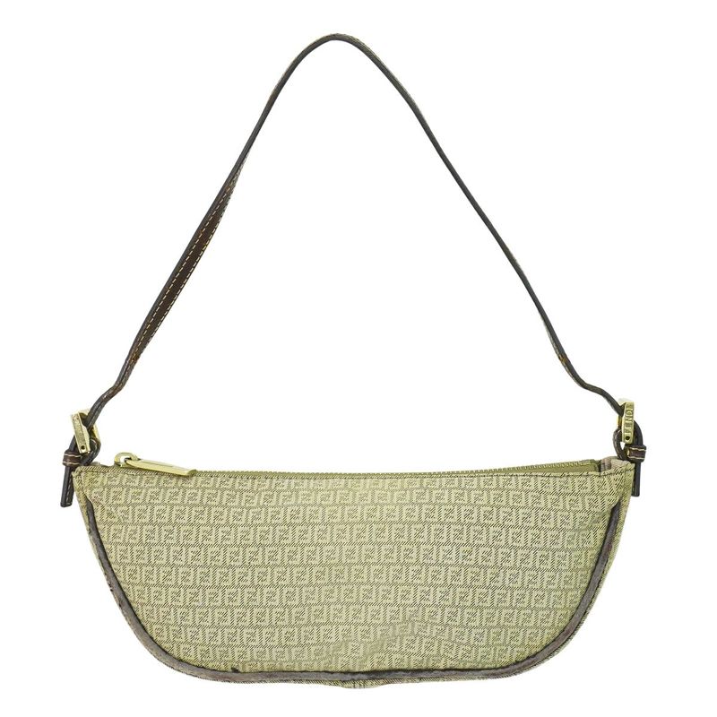 Authentic Fendi Zucchino Accessories Pouch Handbag Canvas Beige 8br133 Zucchino