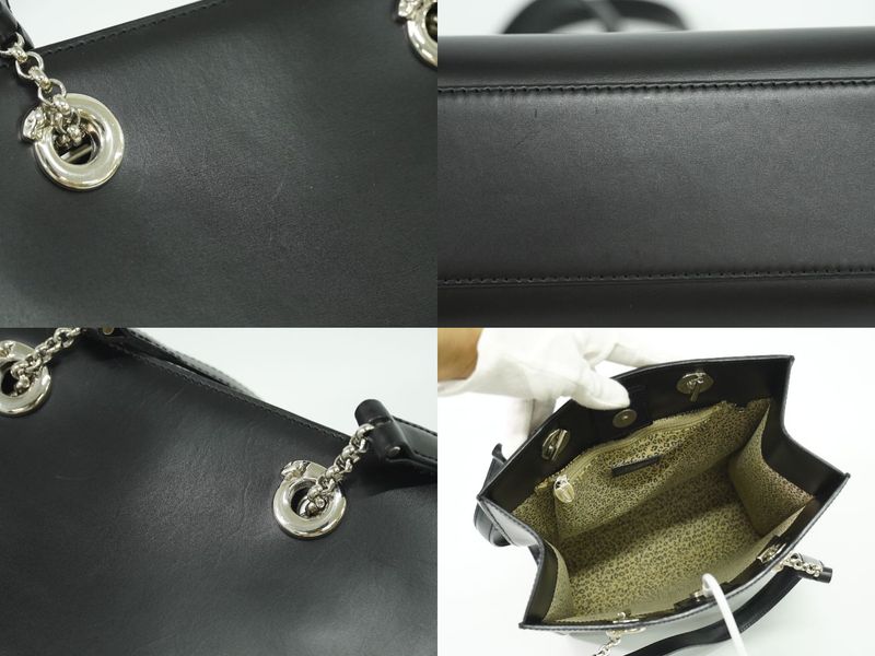 Authentic Cartier Leather Shoulder Bag Tote Bag Black Bag Pre-owned [follow-up
