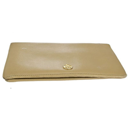 Chanel Wallet Coco Button Fold Wallet Leather Beige 60ka506