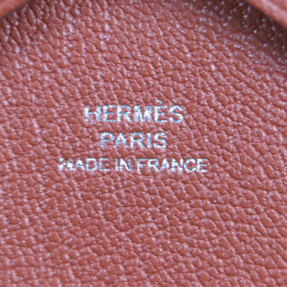  Hermes Calvi Duo Brick Silver Hardware Chevre Mizor Leather Coin Case W