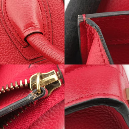 Celine Luggage Micro Shopper Red Leather U-at-0124 U-cu-0124