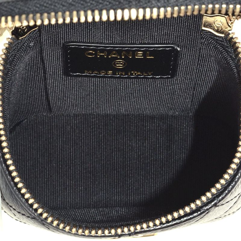 Chanel Matelasse Mini Vanity Shoulder Bag Caviar Skin Black Gold Hardware Coco