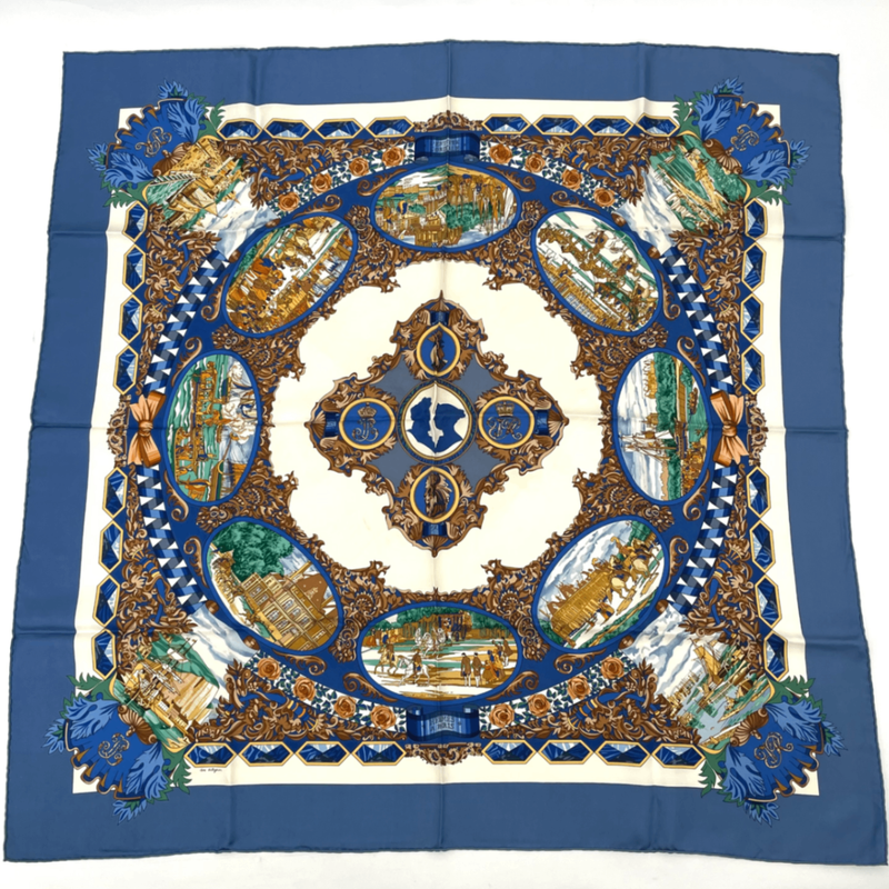 Hermes Carre 90 L'entente Cordiale French-english Alliance Blue X Multicolor