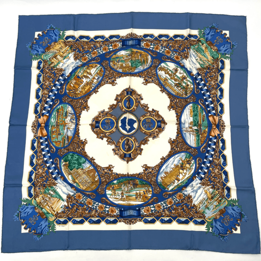 Hermes Carre 90 L'entente Cordiale French-english Alliance Blue X Multicolor
