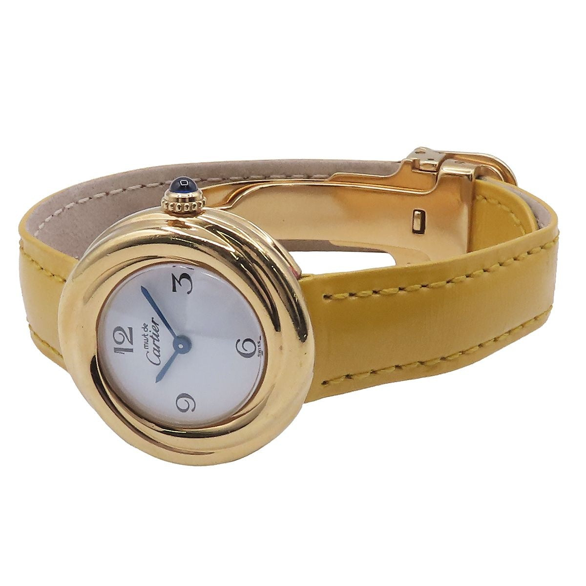 Cartier Trinity White Leather Stainless Steel Vermeil Watch Quartz — view 2