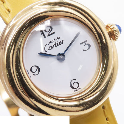 Cartier Trinity White Leather Stainless Steel Vermeil Watch Quartz — view 5