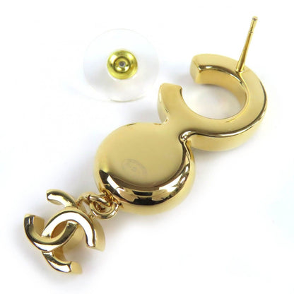 Chanel CC Logo Coco Faux Pearl Earrings for Both Ears Gold Black — view 5