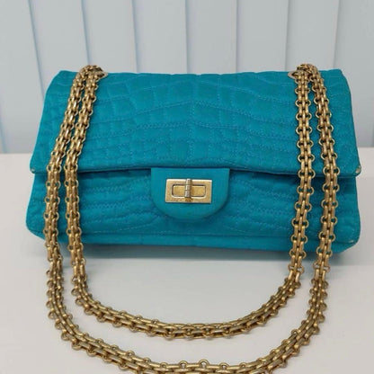 Chanel 2.55 Chain Shoulder Croco Pattern Nylon