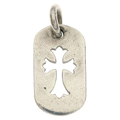 Chrome Hearts D Tag Sml CO Crs Vintage Cutout Cross Dog Tag Small Pendant Top Silver
