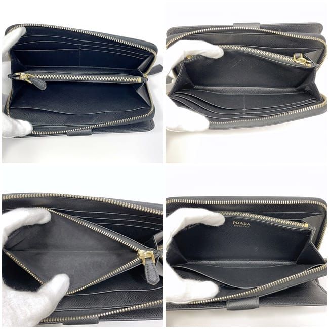 Prada Round Zipper Long Wallet Black NERO 2m1411 Wallet