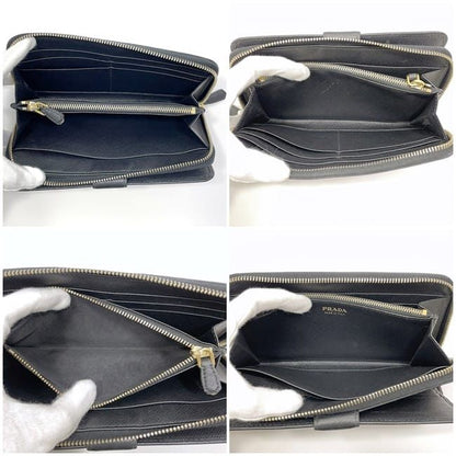 Prada Round Zipper Long Wallet Black NERO 2m1411 Wallet