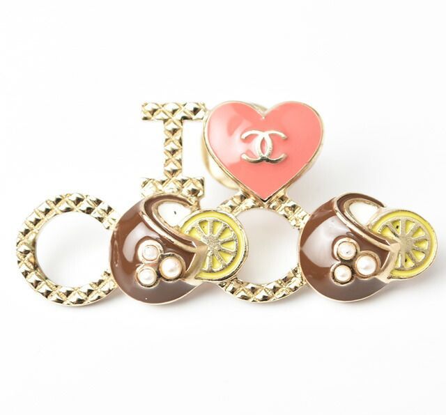 Chanel Brooch Pin Badge Chanel Pin Brooch I LOVE COCO Heart Motif Gold
