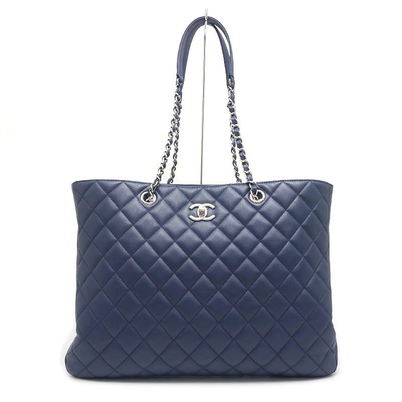 Chanel Matelasse Chain Tote Bag A91046 In Navy Blue