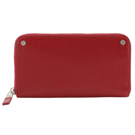 Balenciaga Round Zipper 541996 Calf Red Ladies Long Wallet
