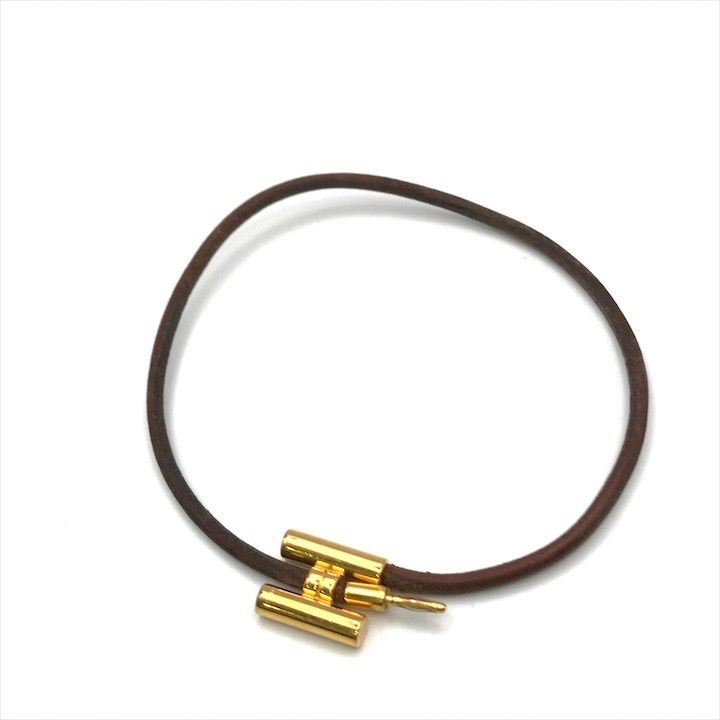 Hermes Tournis Bangle Bracelet Leather Gold