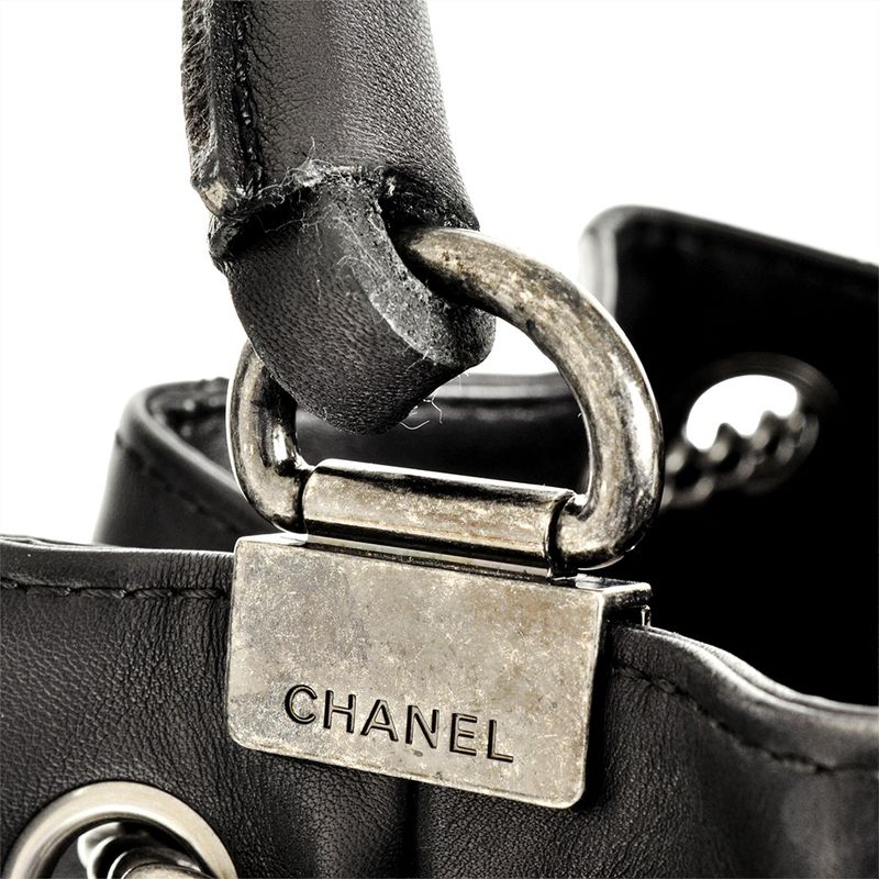 Chanel Matelasse Backpack Black Silver Hardware Drawstring Coco Mark