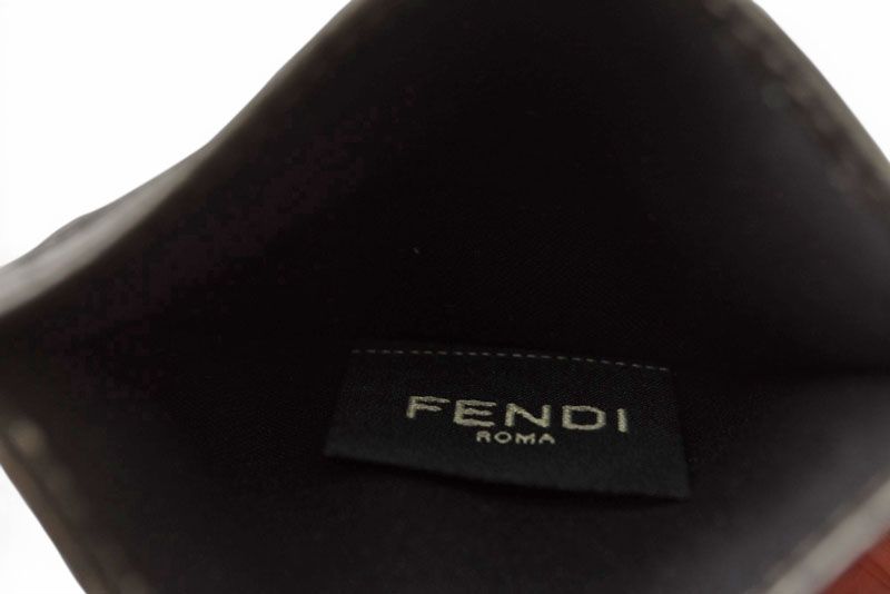 Fendi Card Case Business Card Holder Fendi Leather FF Baguette Motif Metallic