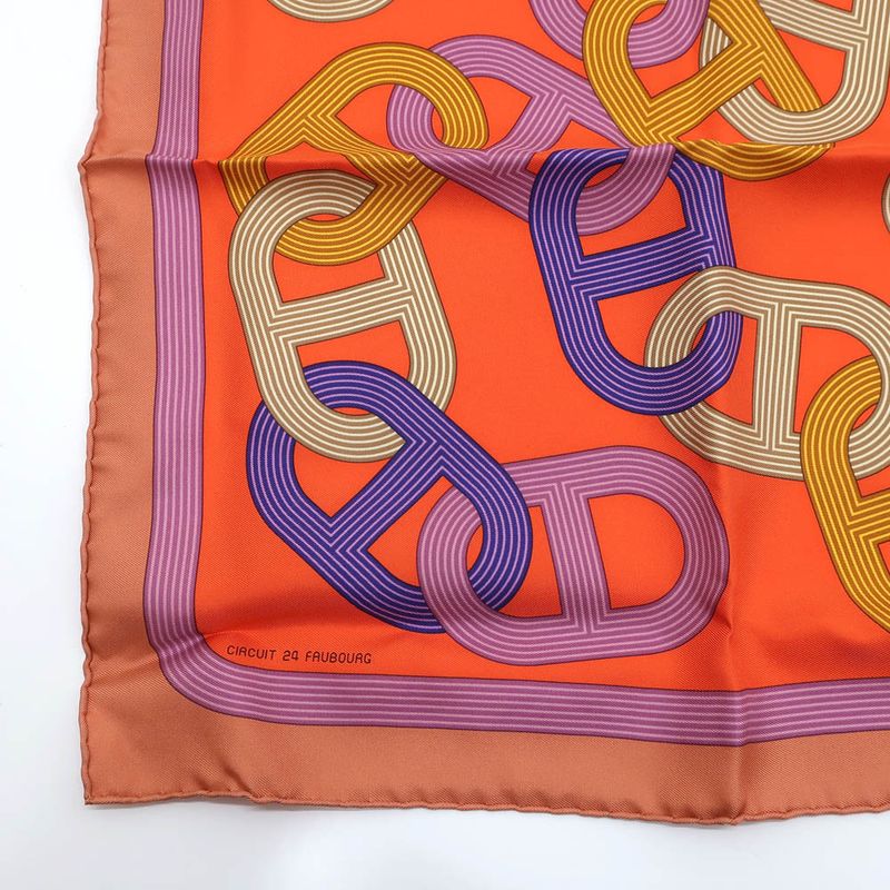 Hermes Gavroche 45 No 24 Circuit Scarf Chaine D'ancre Mauve Bois De