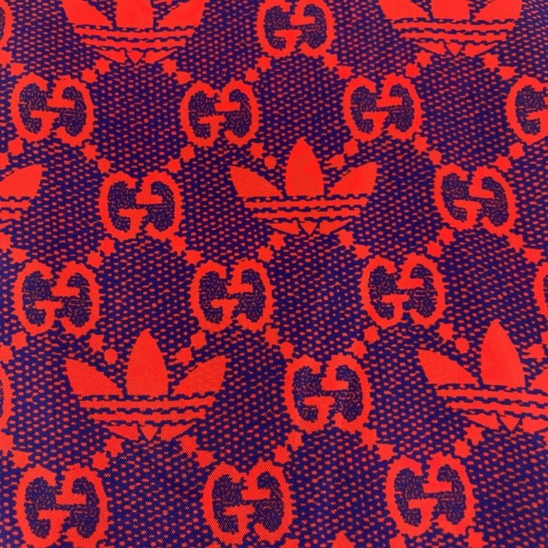 Gucci Adidas Collaboration Size 50 Red Purple Silk 691522 Short Sleeve Shirt