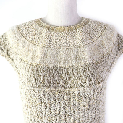 CHANEL P61623k47214 Silk Blend Coco Mark Button Lamé Yarn Sleeveless Knit Dress