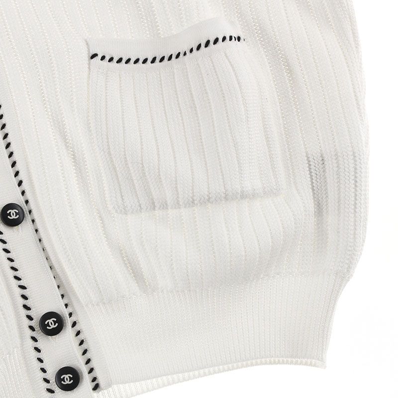 Chanel Knit Coco Button Short Sleeve Cardigan