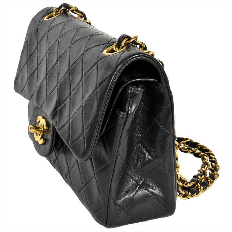 Chanel Matelasse 23 W Flap Chain Shoulder Bag Lamb Skin A01113 Black Gold